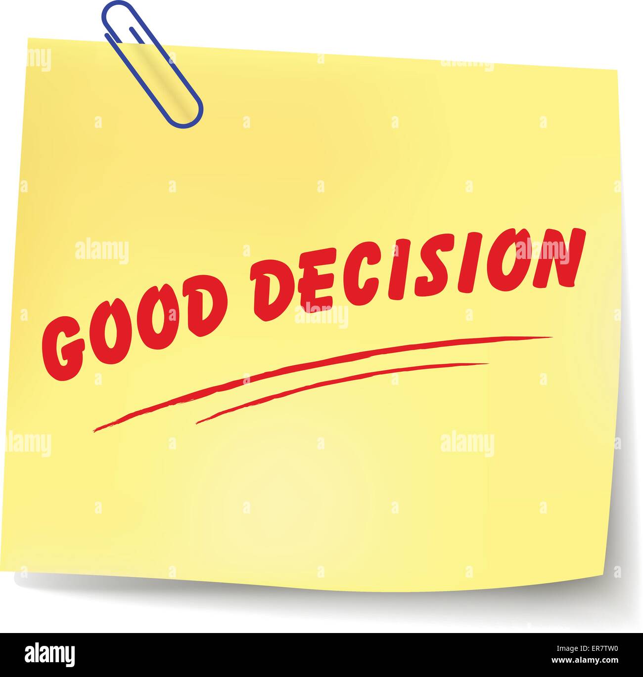Vektor-Illustration der gute Entscheidung Papier Nachricht auf weißem Hintergrund Stock Vektor