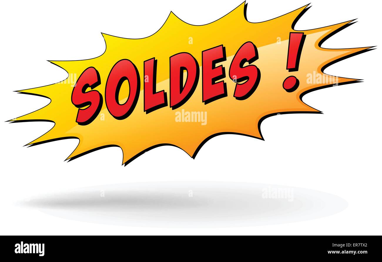 Französische Übersetzung für Verkauf Straburst Symbol auf weißem Hintergrund Stock Vektor