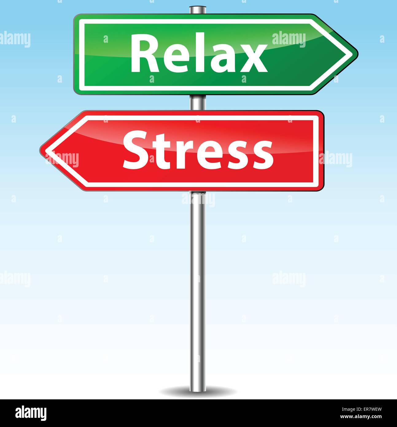 Vektor-Illustration von Stress und Entspannung Richtungsanzeiger Stock Vektor