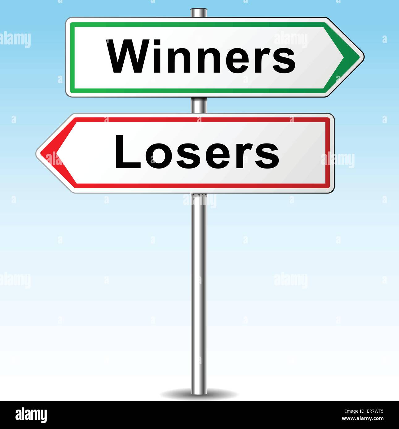 Vektor-Illustration von Gewinnern und Verlierern Wegweiser Stock Vektor