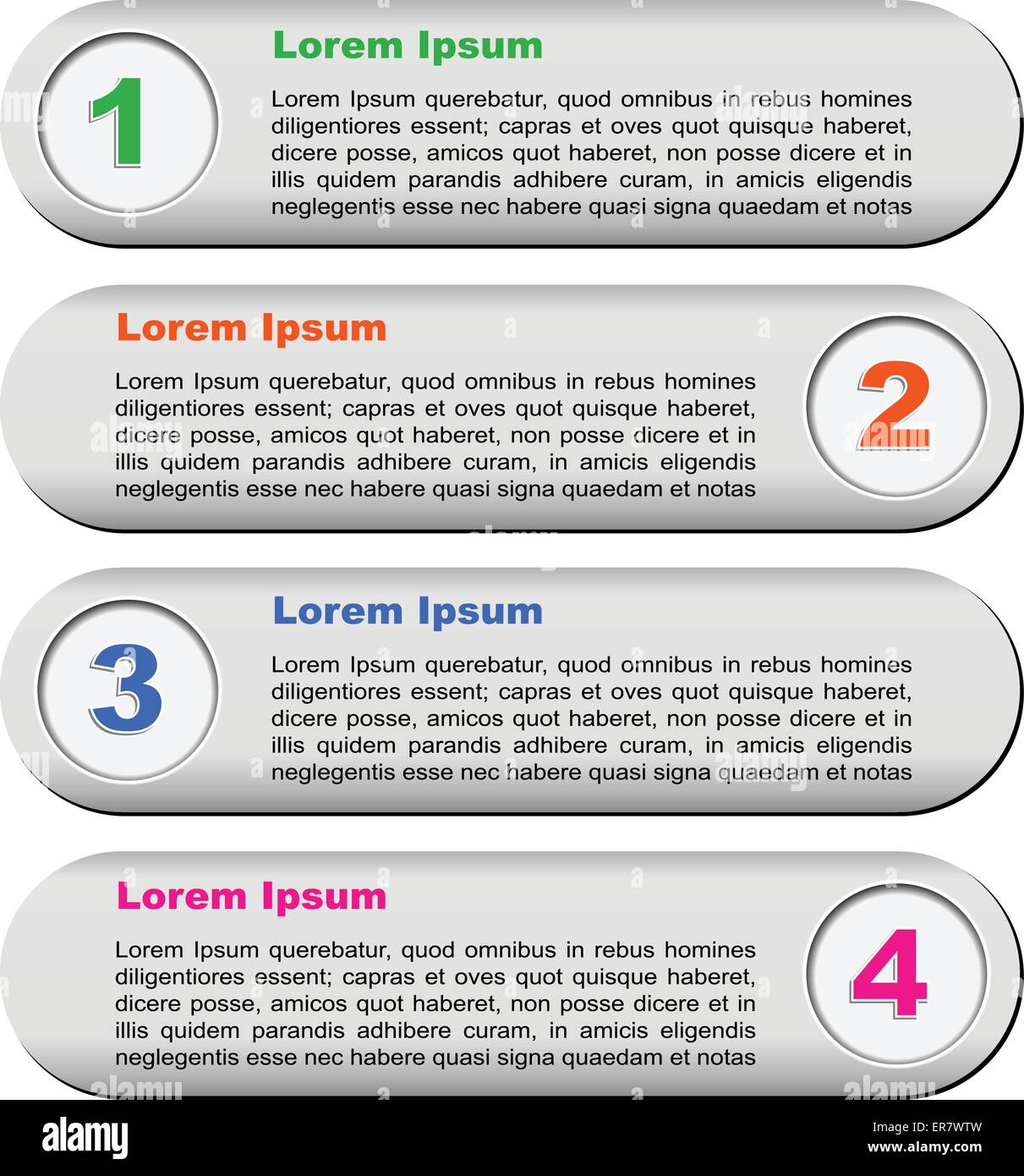 Vektor-Illustration von vier Schritten Tasten Hintergrund Stock Vektor