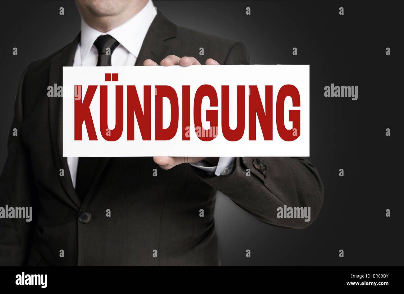 Kündigung-Zeichen statt des Unternehmers Stockfoto