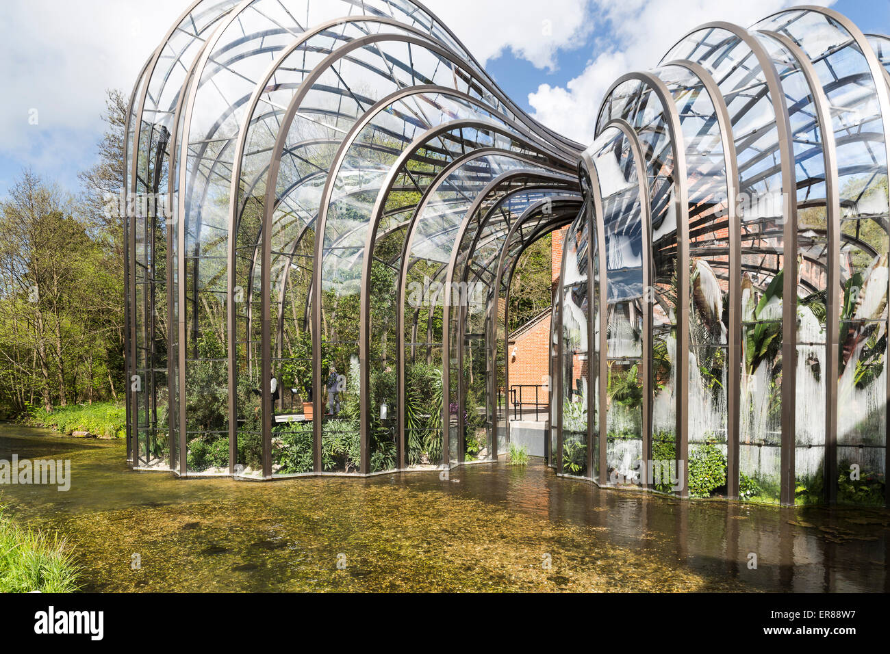 Botanische Gewächshäuser, Bombay Sapphire Destillerie Besucherzentrum, Laverstoke, Hampshire, England, UK. Stockfoto