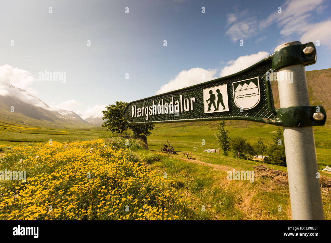 Wandern Weg Zeichen. Stockfoto