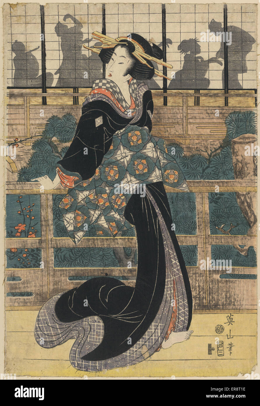 Der Entertainer steht auf einer Veranda Stockfoto