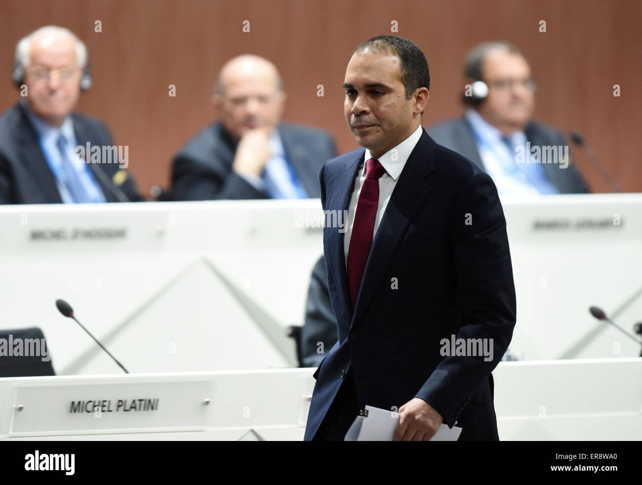 Zürich, Schweiz. 29. Mai 2015. Jordanische Prinz Ali Bin Al Hussein besucht die 65. FIFA-Kongress mit der Präsidentschaftswahlen im Hallenstadion in Zürich, Schweiz, 29. Mai 2015. Foto: Patrick Seeger/Dpa/Alamy Live News Stockfoto