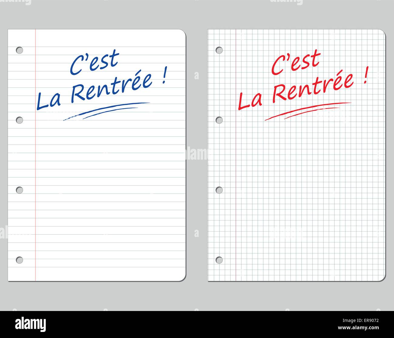 Französische Übersetzung für Back to School Papierhintergrund Stock Vektor
