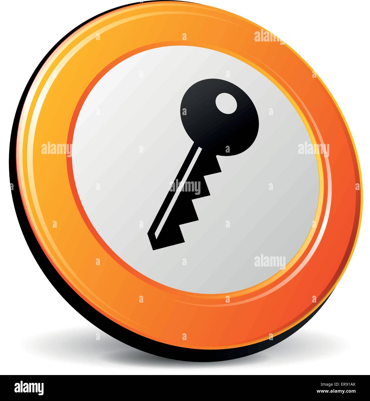 Vektor-Illustration der Orange 3d Schlüsselsymbol Stock Vektor