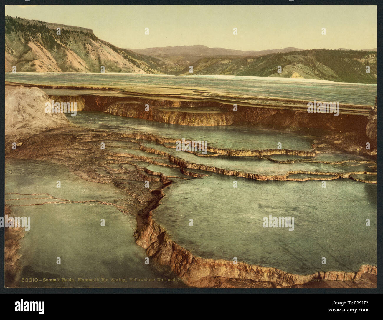 Gipfel Becken, Mammoth Hot Spring, Yellowstone National Park Stockfoto