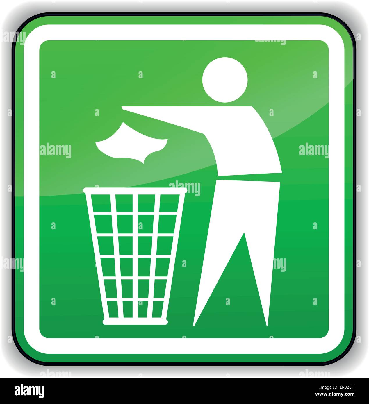 Vektor-Illustration wegwerfen Müll grüne Zeichen Stock Vektor