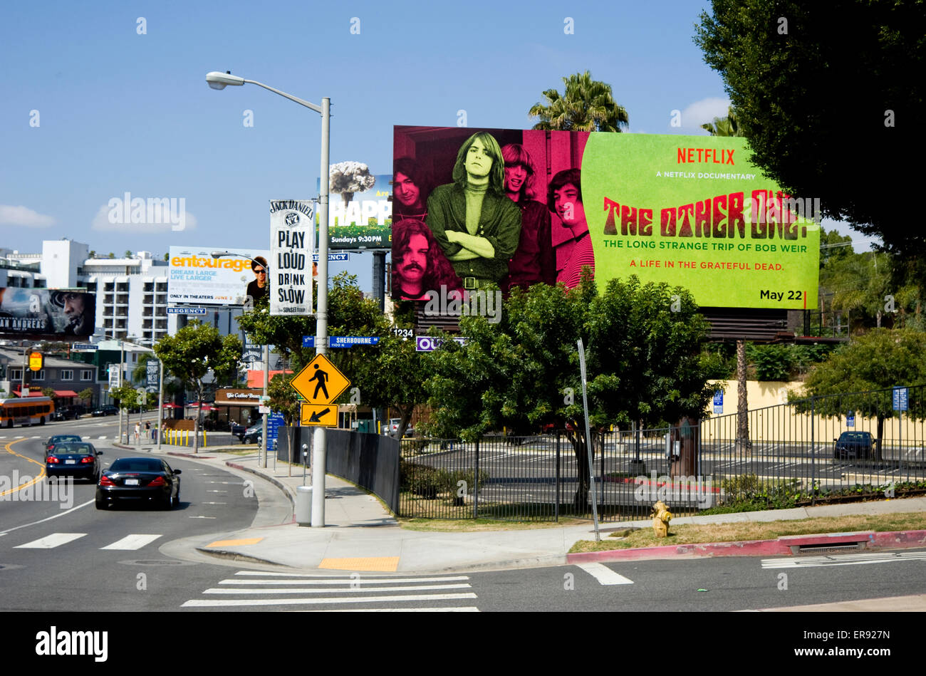 Plakatwand mit Grateful Dead auf dem Sunset Strip Stockfoto