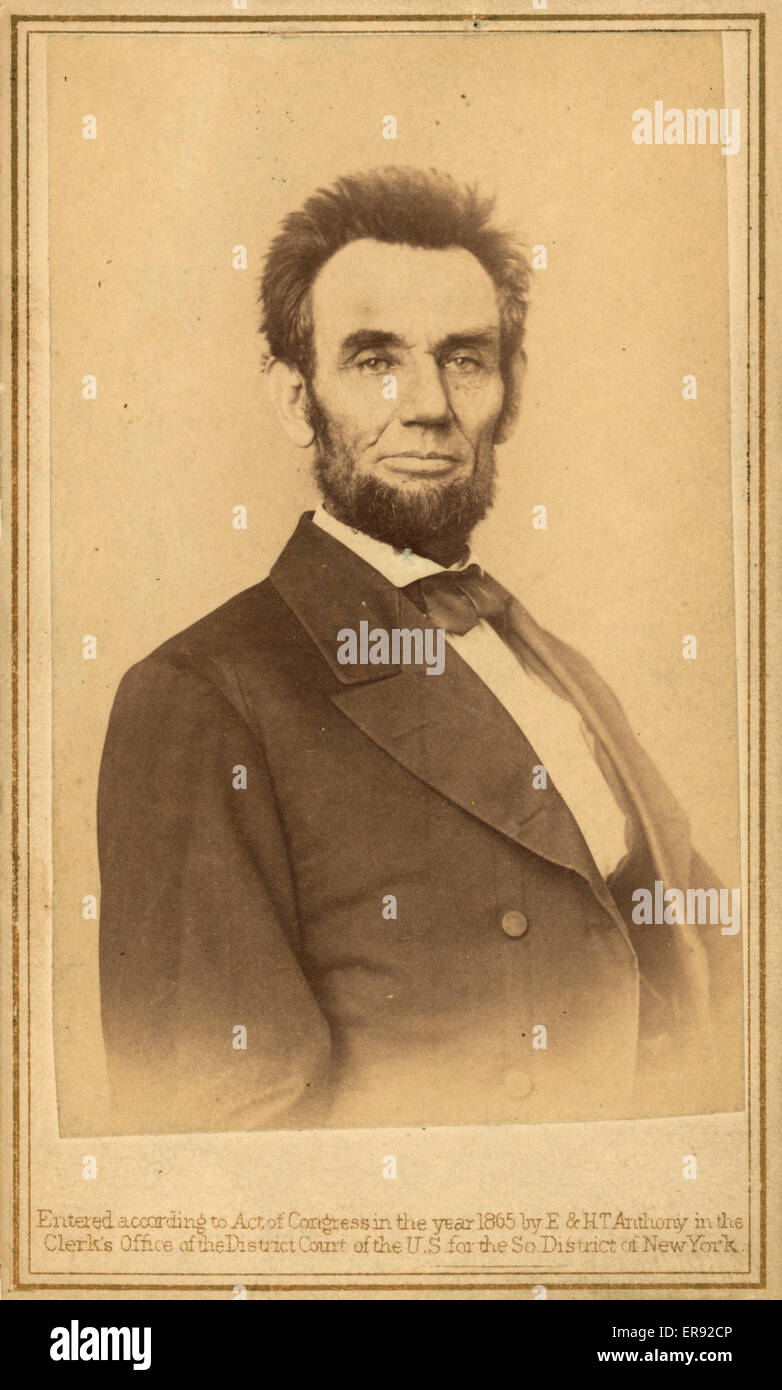 Porträt von Präsident Abraham Lincoln, Halbfigur, nach vorne. Datum c1865. Stockfoto
