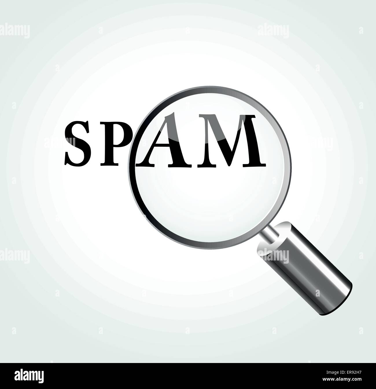 Vektor-Illustration von Spam-Konzept mit Lupe Stock Vektor