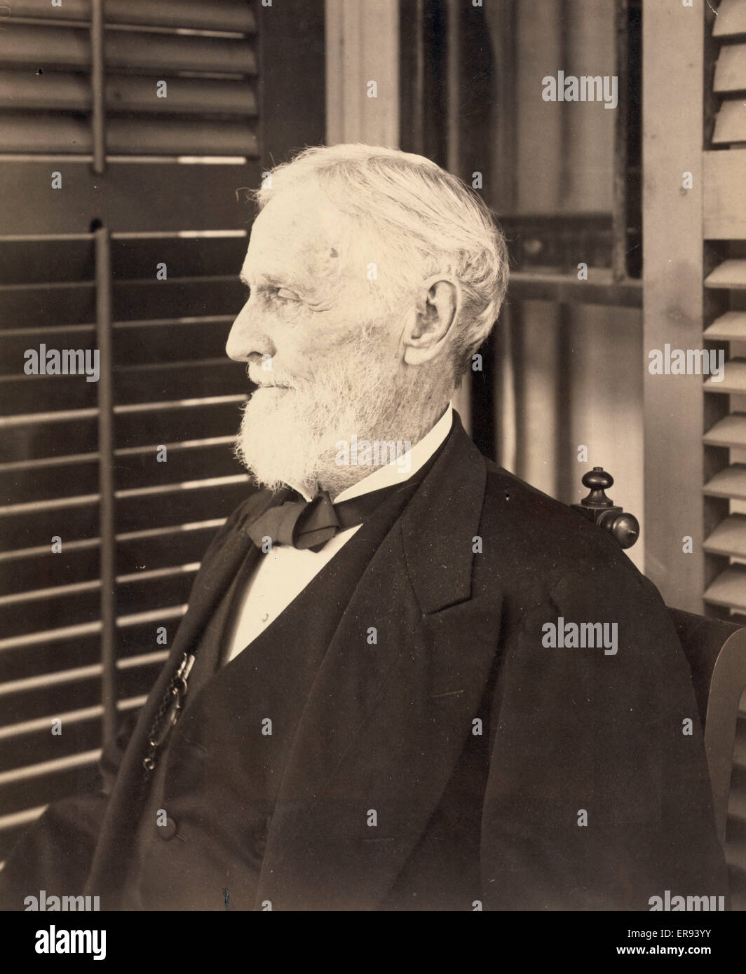 Jefferson Davis, sitzend, mit Blick nach links, während der Porträtsessio Stockfoto