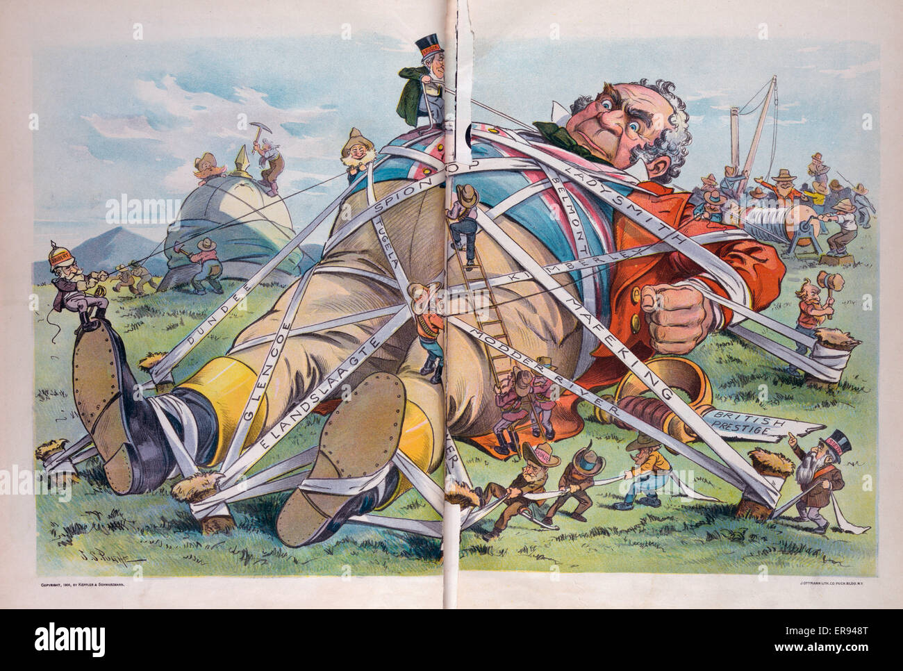 Der Boer Lilliputian - der britische Gulliver Stockfoto