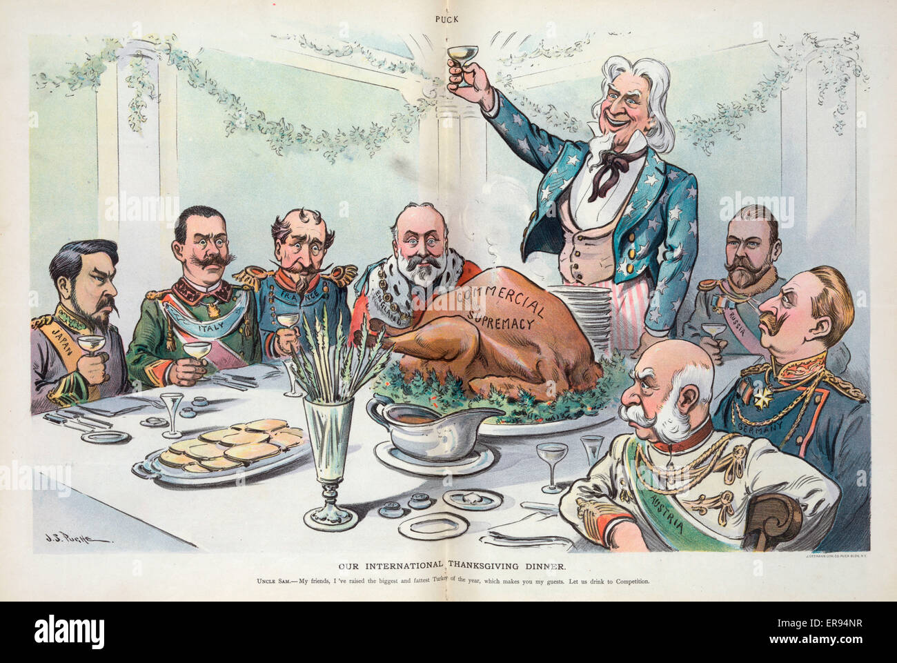 Unser internationales Thanksgiving-Dinner Stockfoto