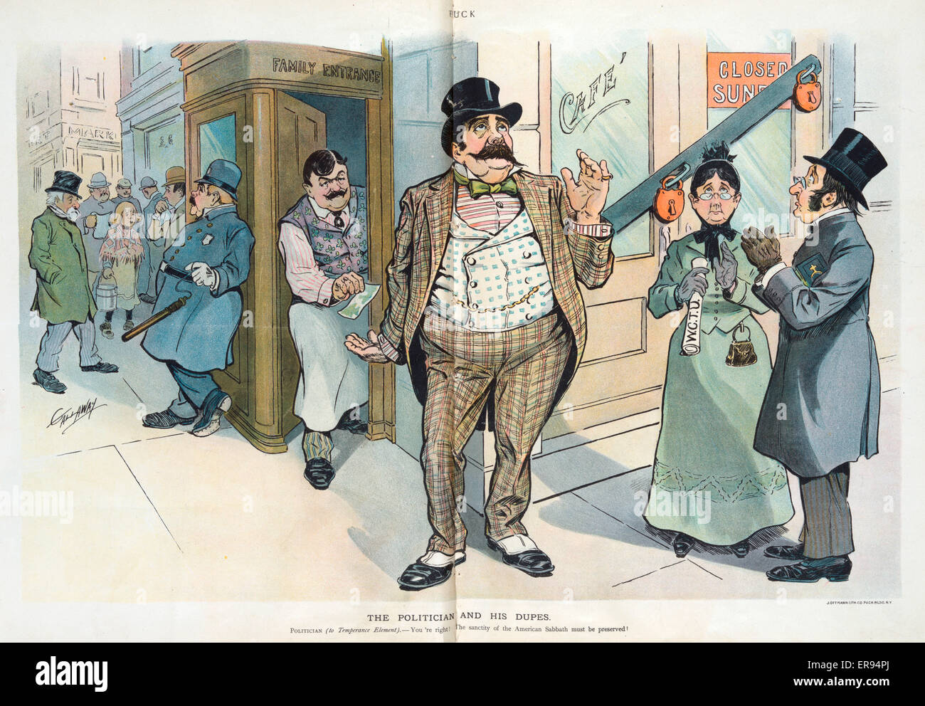 Der Politiker und seine Idioten Stockfoto