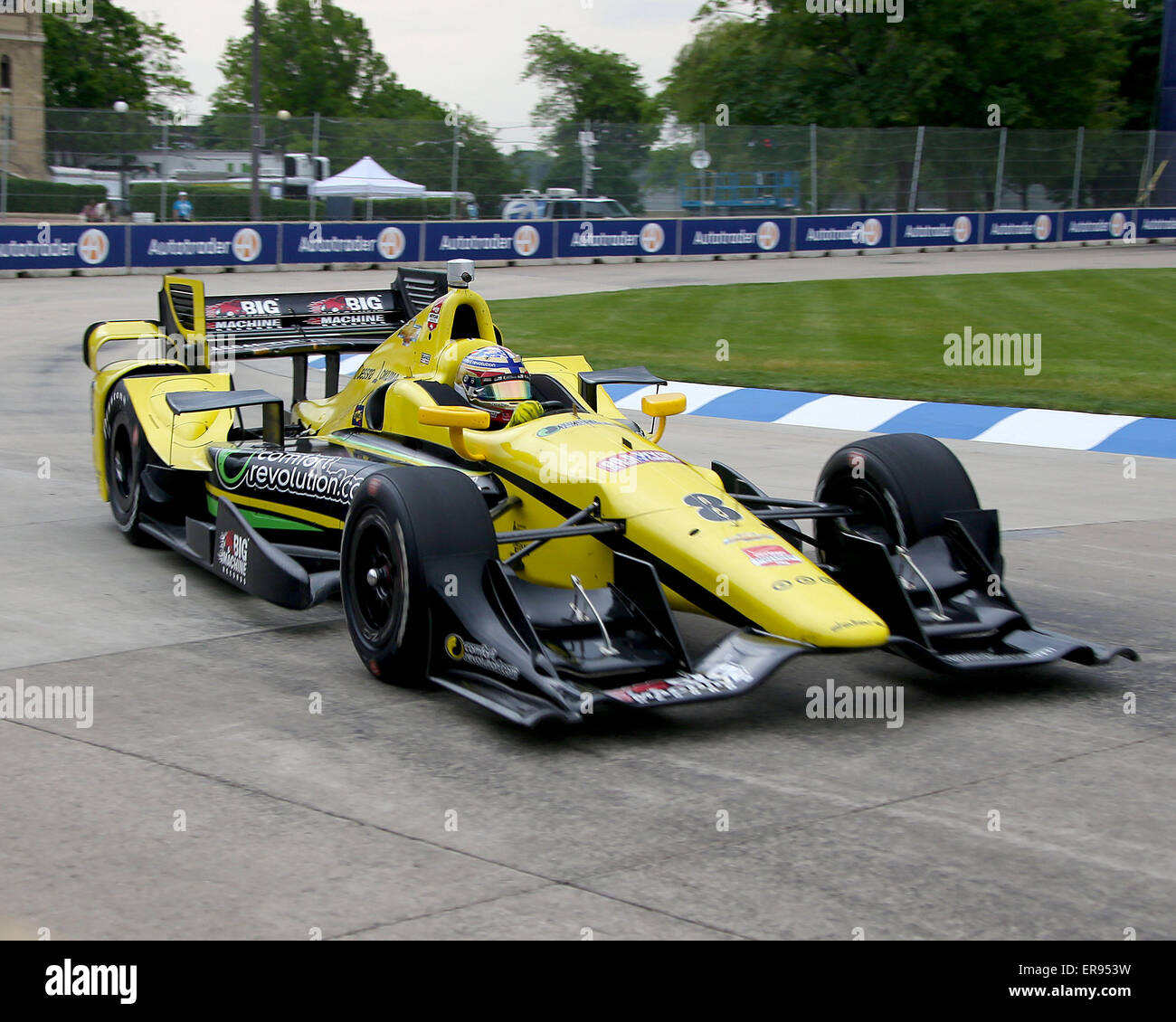 Detroit, Michigan, USA. 29. Mai 2015. #8 Sage Karam auf der Strecke während des 1. Trainings bei Chevrolet Dual in Detroit Rennen im Belle Isle Park in Detroit, MI - Tom Turrill/CSM/Alamy Live News Stockfoto