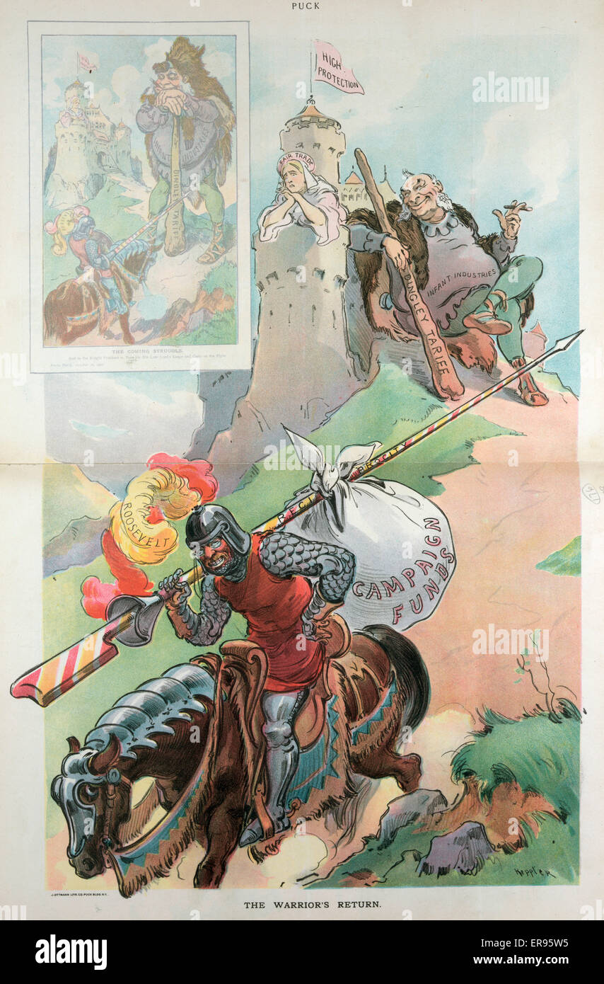 Rückkehr des Kriegers. Abbildung zeigt Präsident Theodore Roosevelt als ...
