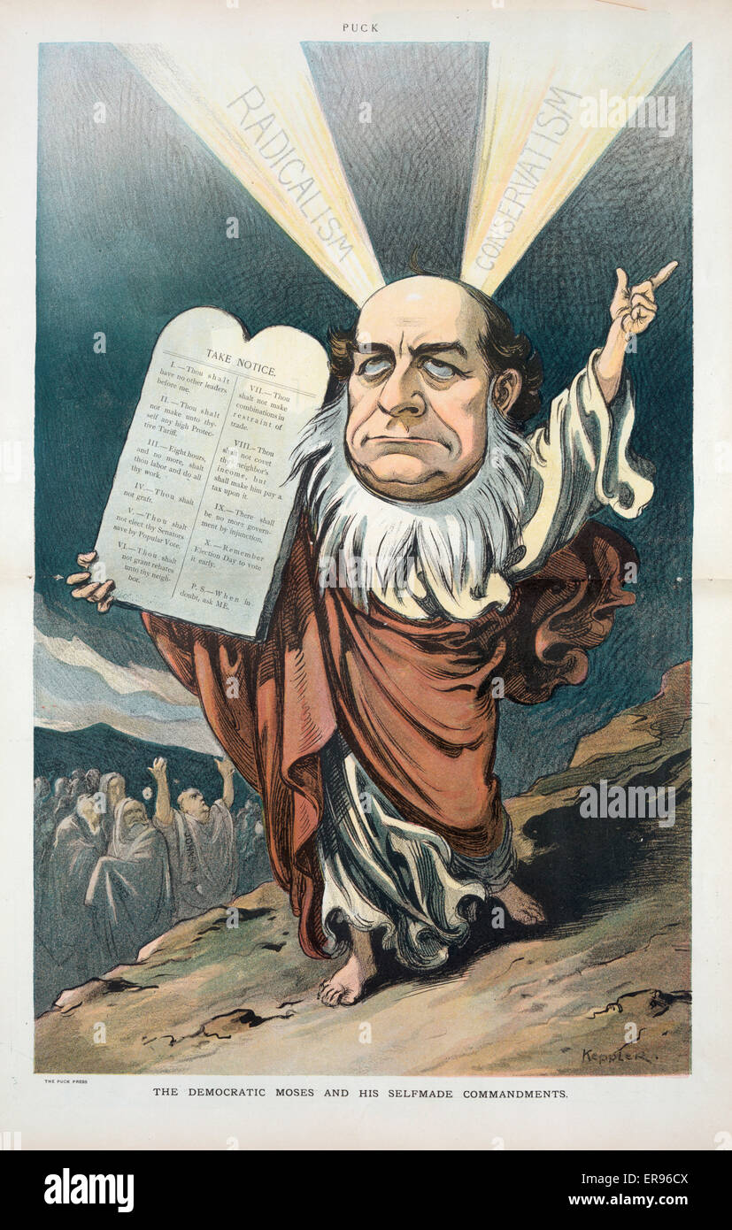 Der Demokratische Moses und seine selbstgebrachten Gebote Stockfoto