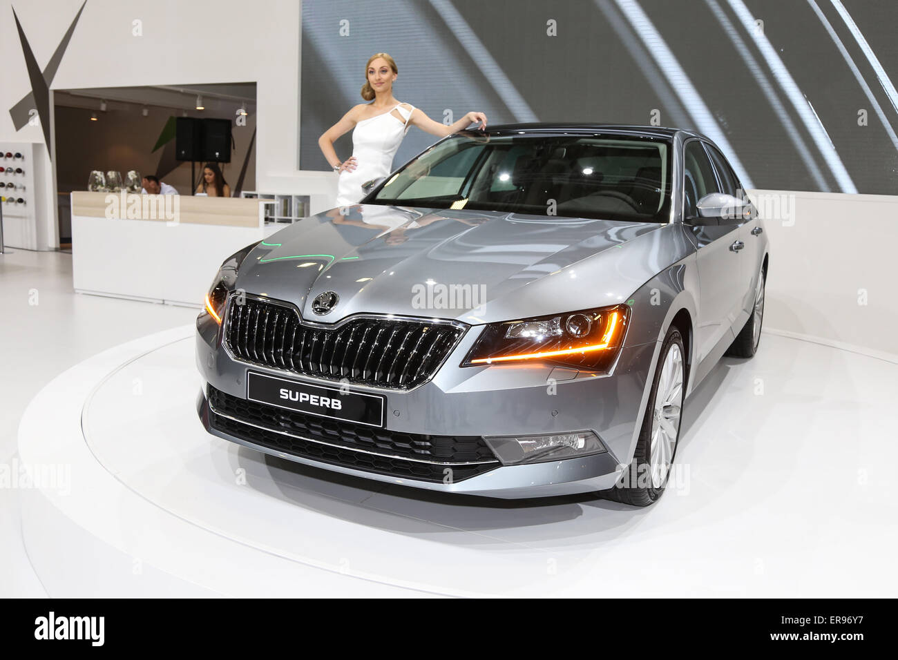 ISTANBUL, Türkei - 21. Mai 2015: Skoda Superb in Istanbul Autoshow 2015 Stockfoto