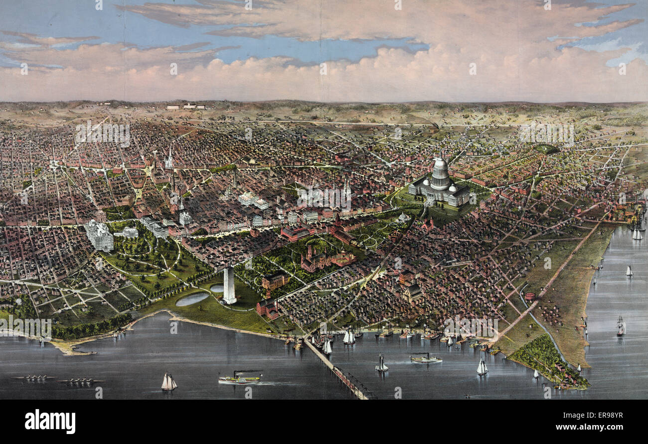 Allgemeiner Blick auf die Stadt Washington DC aus dem 19.. Jahrhundert Stockfoto