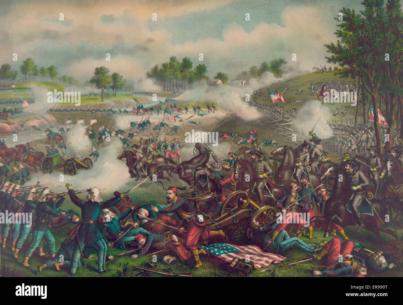 Schlacht von Bull Run. Bundesrepublik (General McDowell) Konföderation (General Beauregard) während des amerikanischen Bürgerkrieges 21. Juli 1861 Stockfoto