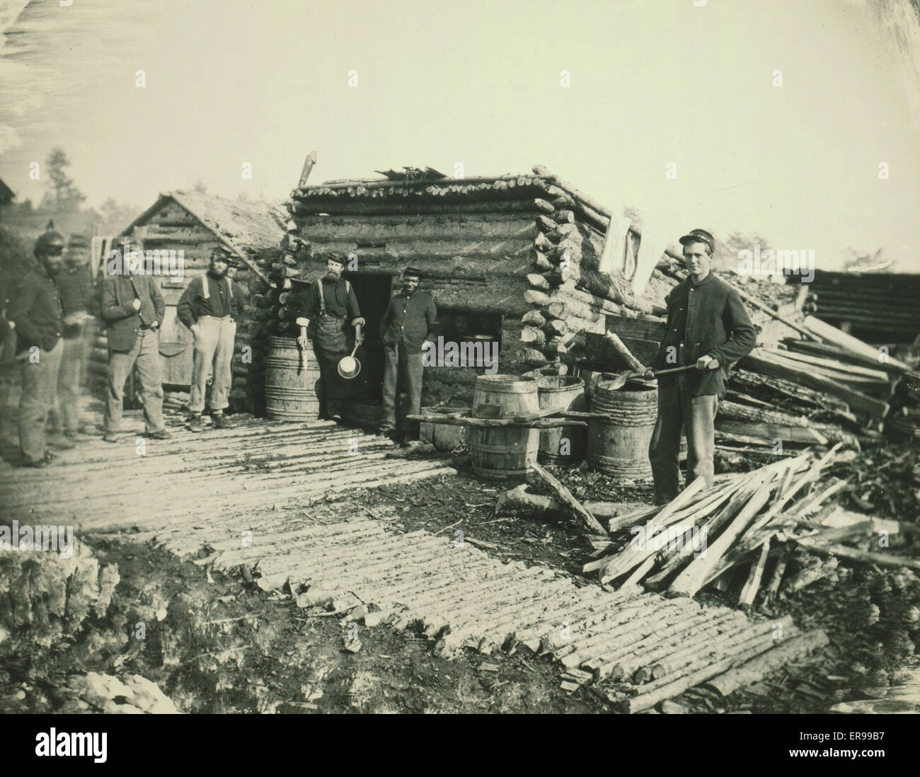 Bürgerkriegslager der 6. NY Artillerie in Brandy Station, VI Stockfoto