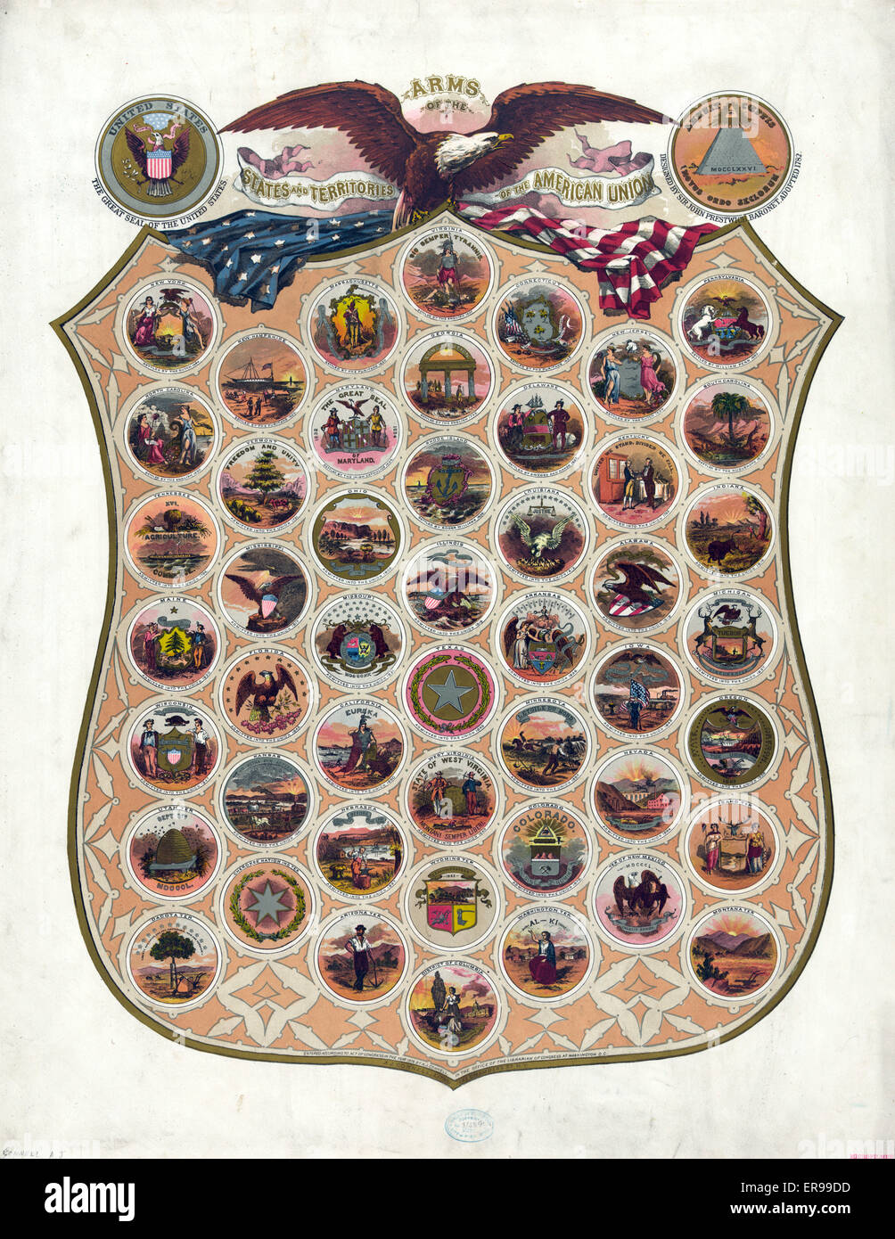 Wappen der Staaten und Territorien der Amerikanischen Union Stockfoto