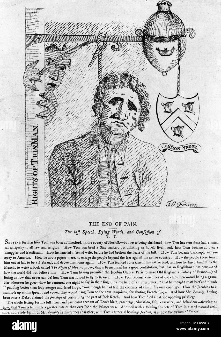 Das Ende des Schmerzes. Die letzte Rede, sterbende Worte und Bekenntnis Stockfoto