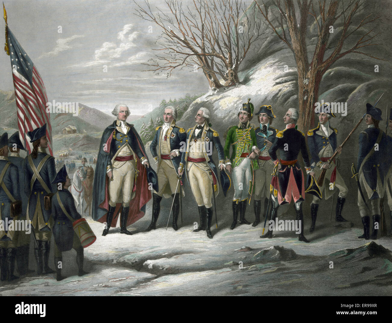 George Washington und seine Offiziere Stockfoto