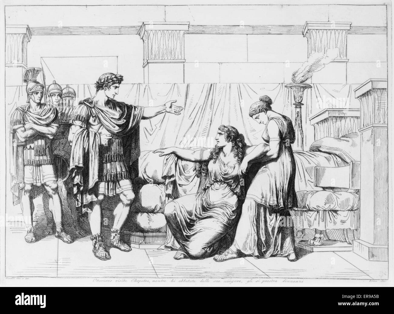 Ottaviano visita Cleopatra, mentre lei abbatuta dalle Sue sc Stockfoto