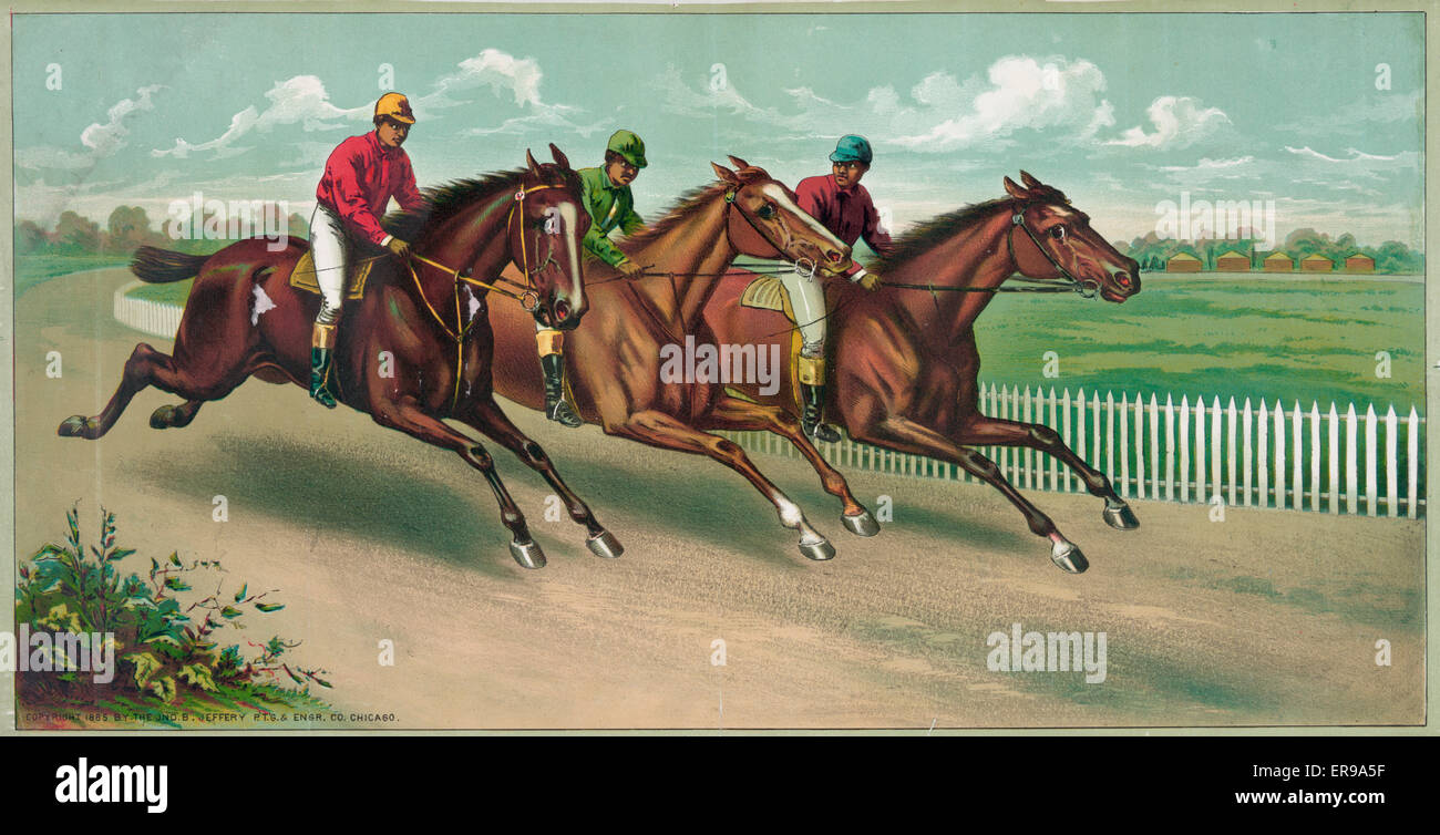 Drei Männer auf Pferderennen Stockfoto