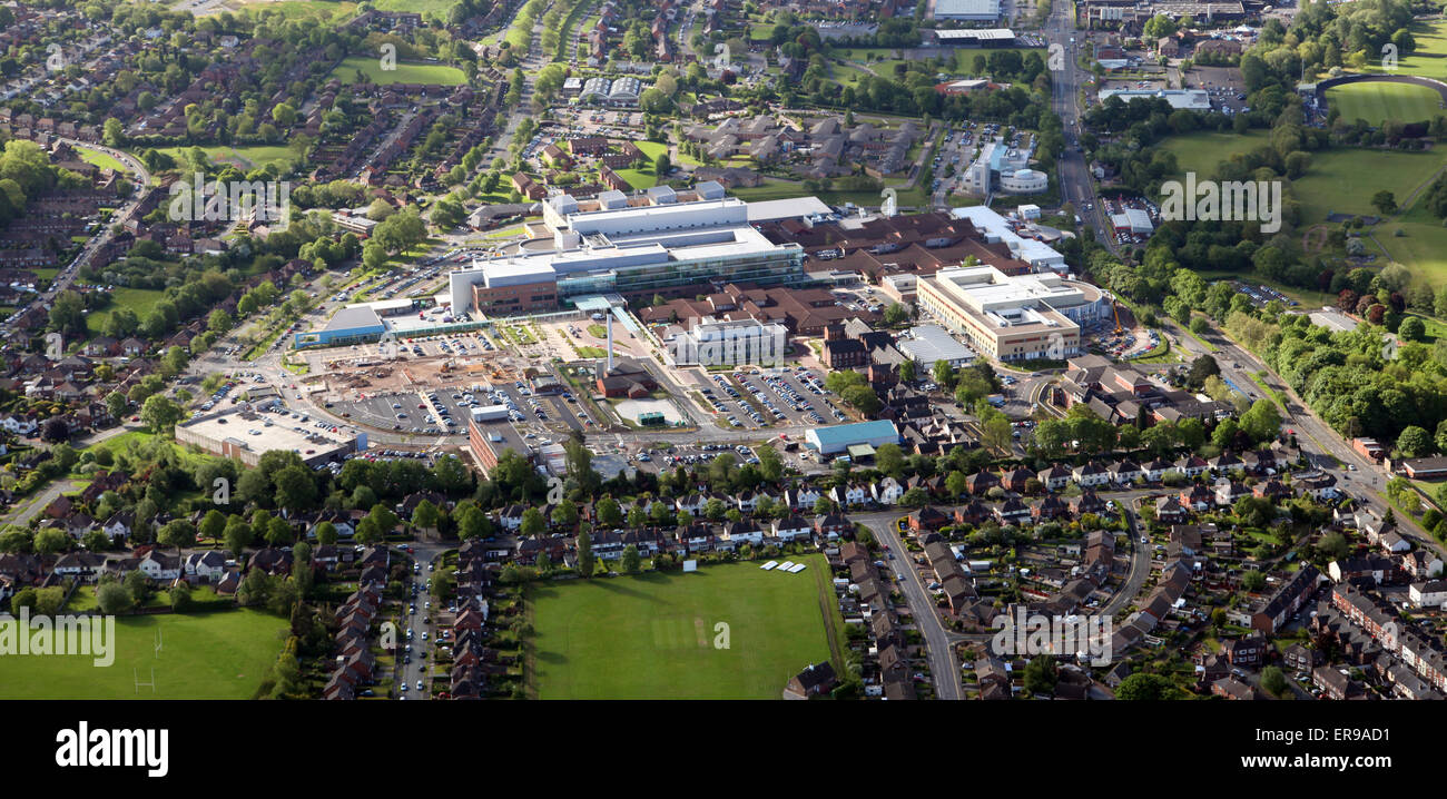 Luftaufnahme des Royal Stoke University Hospital, Staffordshire, UK Stockfoto