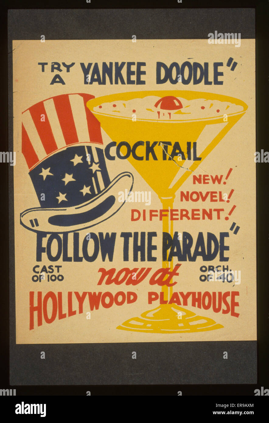 Probieren Sie einen Yankee Doodle Cocktail – Neu! Ein Roman! Anders! - Foll Stockfoto