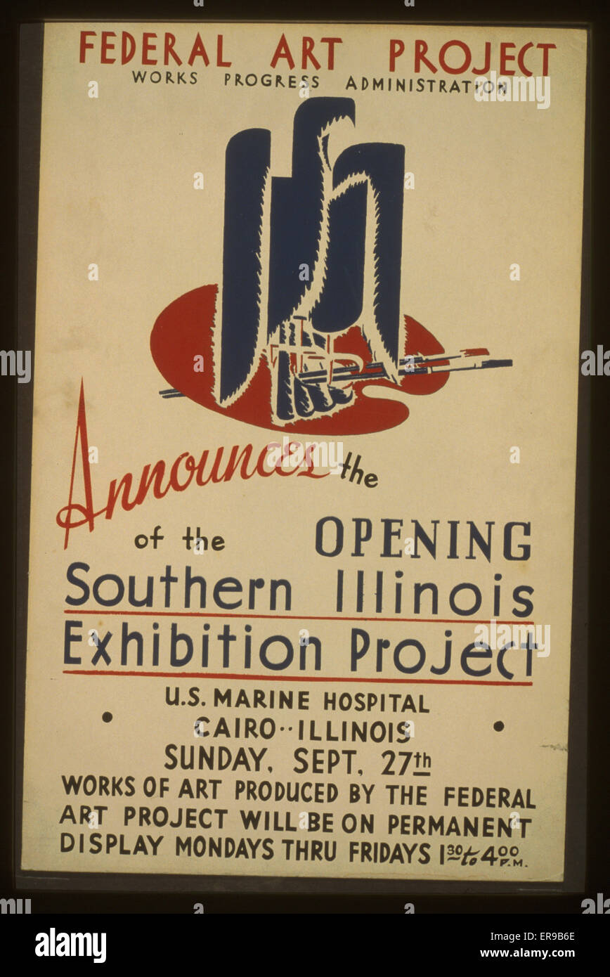 Federal Art Project, Works Progress Administration, Ankündigung Stockfoto