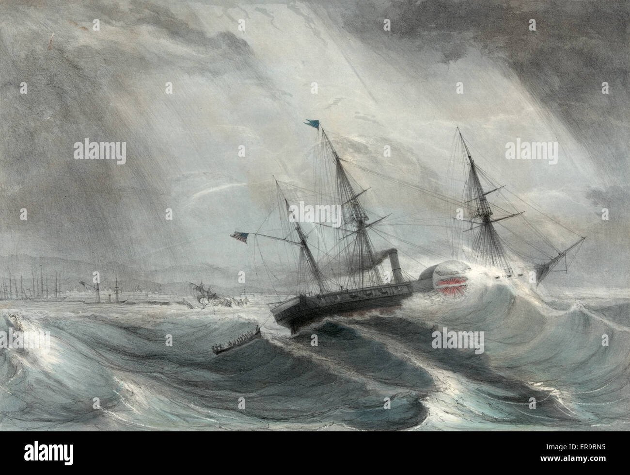 Die USA Steam Frigate Mississippi, Comm. Re M.C. Perry... Gehen Stockfoto