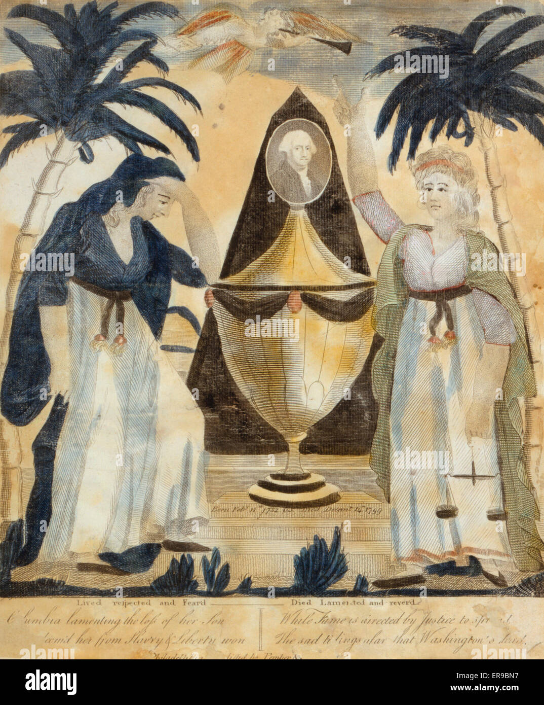 George Washington Lebte Respektiert Und Angst - Gestorben Beklagte Und  Rever Würde. George Washington, Kopf Und Schultern Porträt, Nach Rechts,  Oben Auf Einer Beerdigung Urn Die Steht Auf Podest Vor Ein Obelisk,
