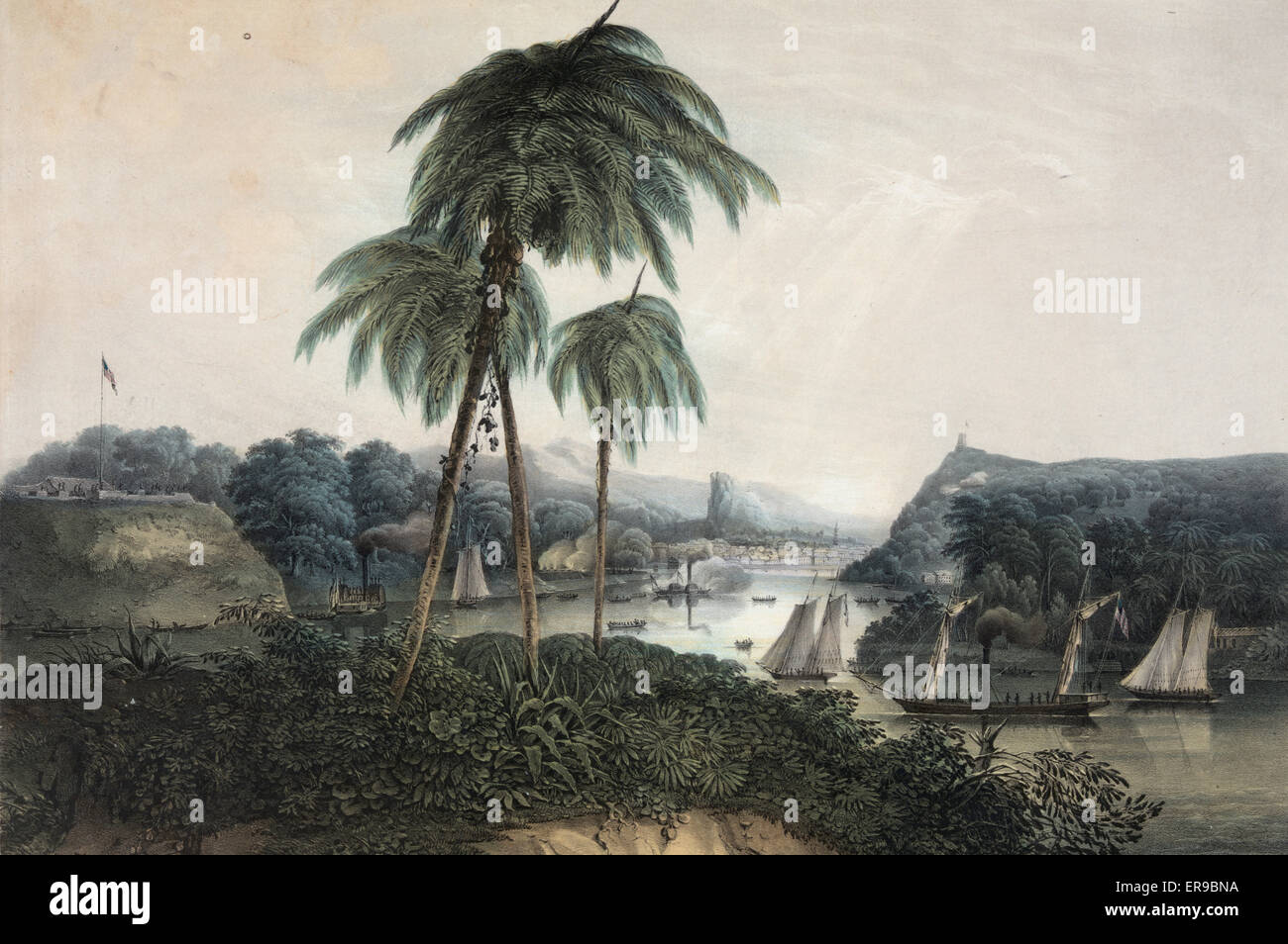 Die US-Marineexpedition unter Com..ore M.C. Perry, Ascendi Stockfoto