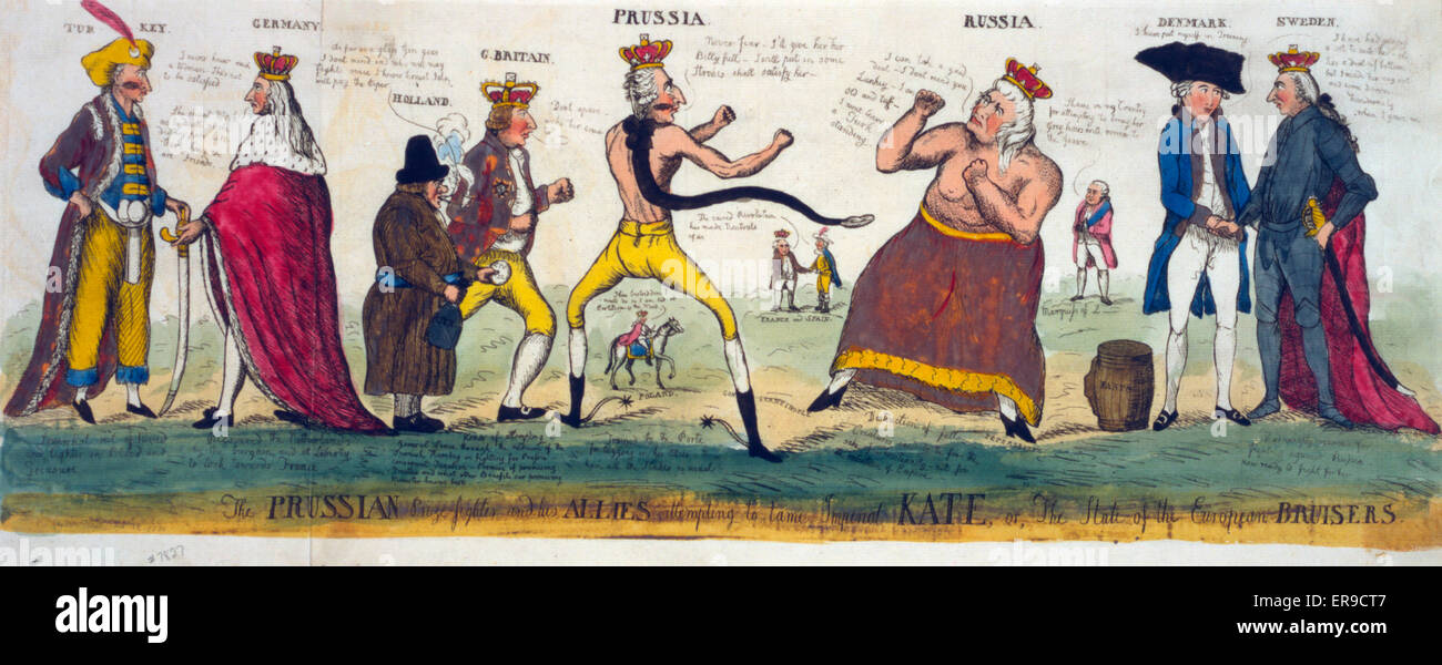 Der preußische Preiskämpfer und seine Verbündeten versuchen zu zähmen Stockfoto