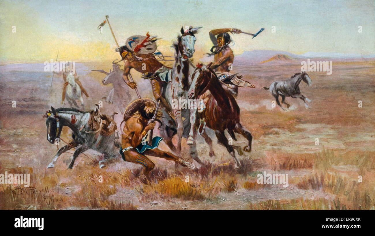 Als Sioux und Blackfeet sich trafen Stockfoto