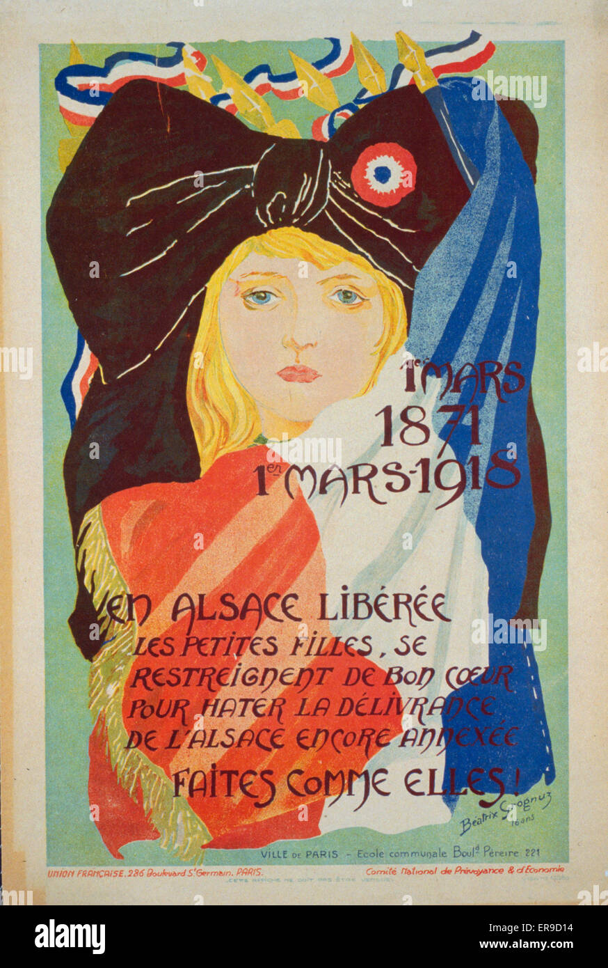 1er mars, 1871, 1er mars, 1918. En Alsace Liberee les petite