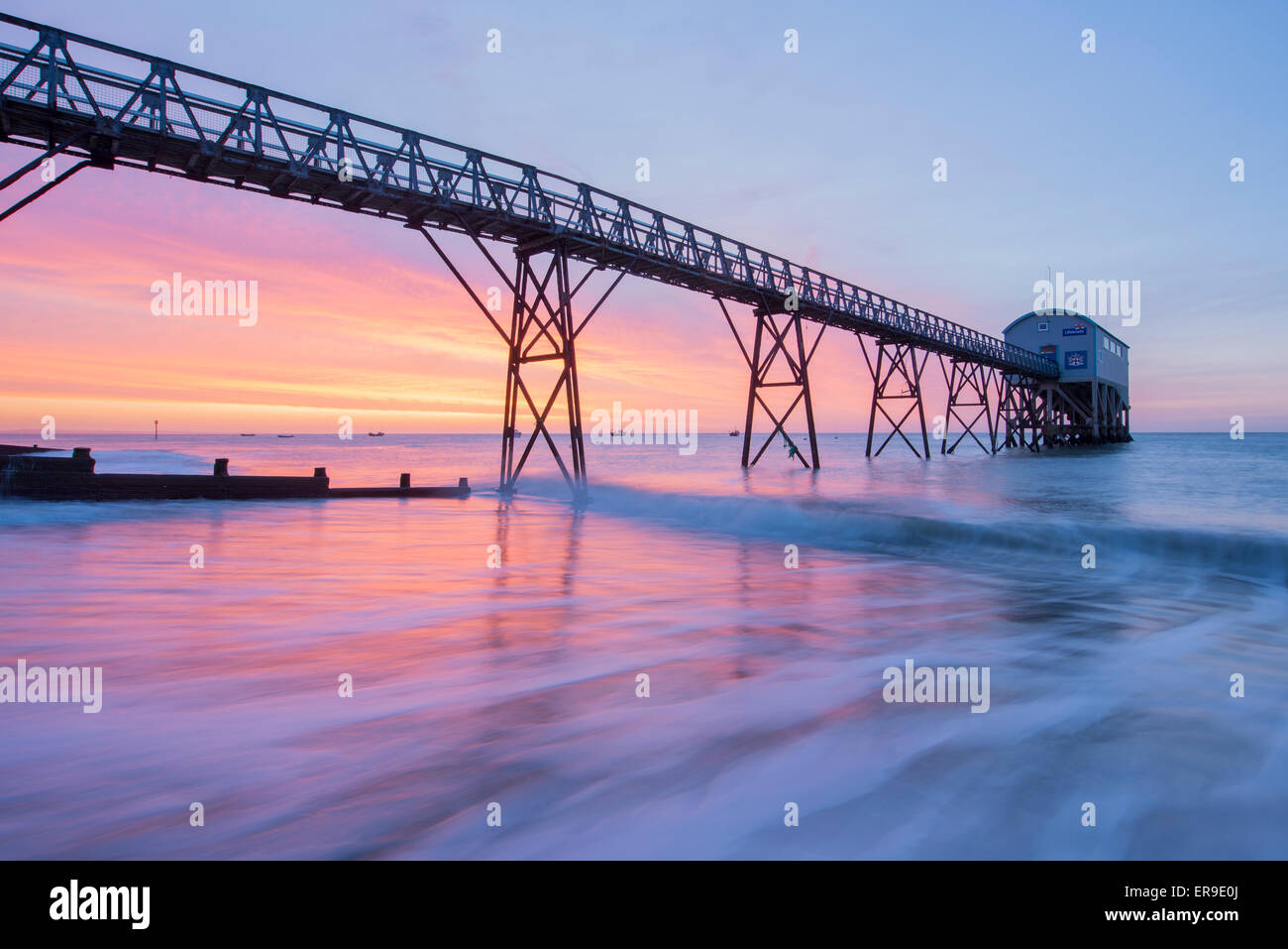 Ein Blick auf die Selsey Rettungsstation in West Sussex. Stockfoto