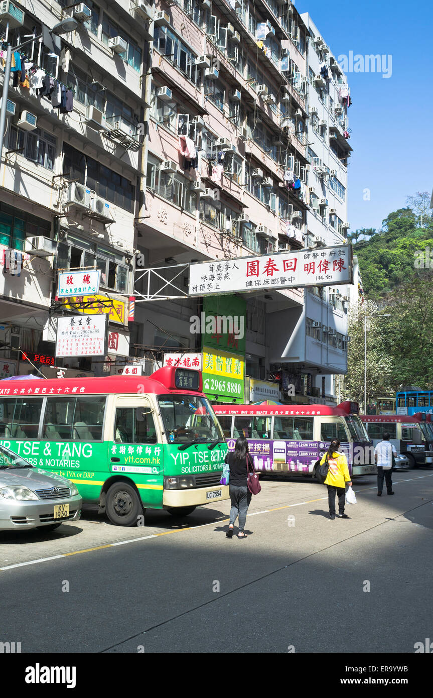dh SHAU KEI WAN HONG KONG Kleinbusse Obdachlose chinesischen Wohnungsbau Wohnungen Stockfoto