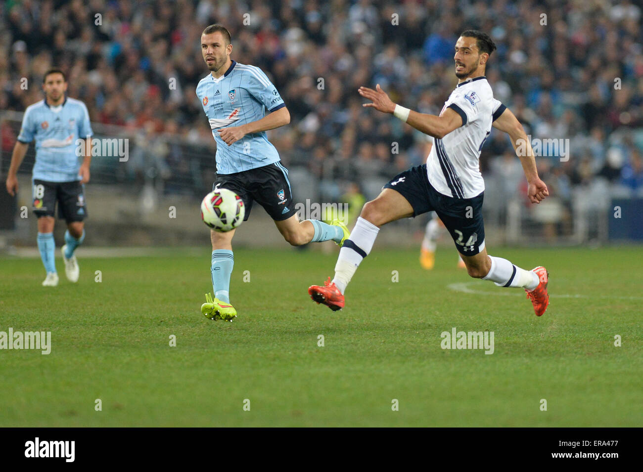 Sydney, Australien. 30. Mai 2015. Tottenham Hotspurs Nachsaison Tour Fußball freundlich. Sydney FC gegen Tottenham Hotspur FC. Spornt Mittelfeldspieler Nacer Chadli in Aktion. Spurs gewann das Spiel mit 1: 0. Bildnachweis: Aktion Plus Sport/Alamy Live-Nachrichten Stockfoto