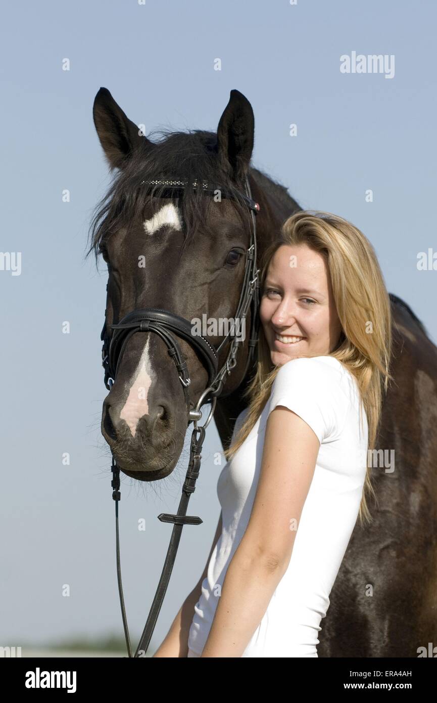 Frau und Pferd Stockfoto