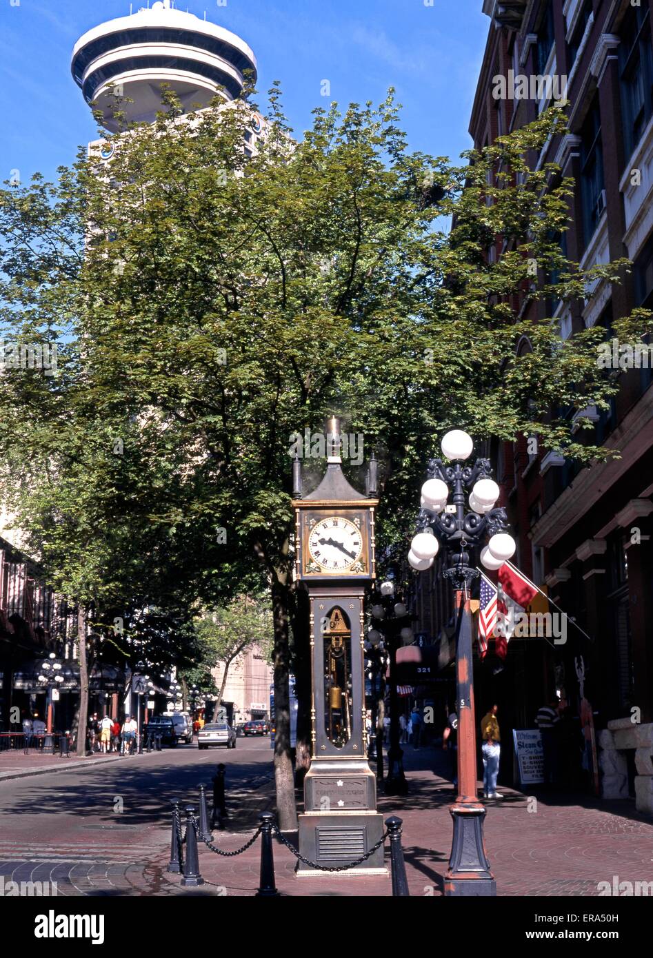 Gastown Dampfuhr und reich verzierten Straßenlaterne, Vancouver, Britisch-Kolumbien, Kanada. Stockfoto