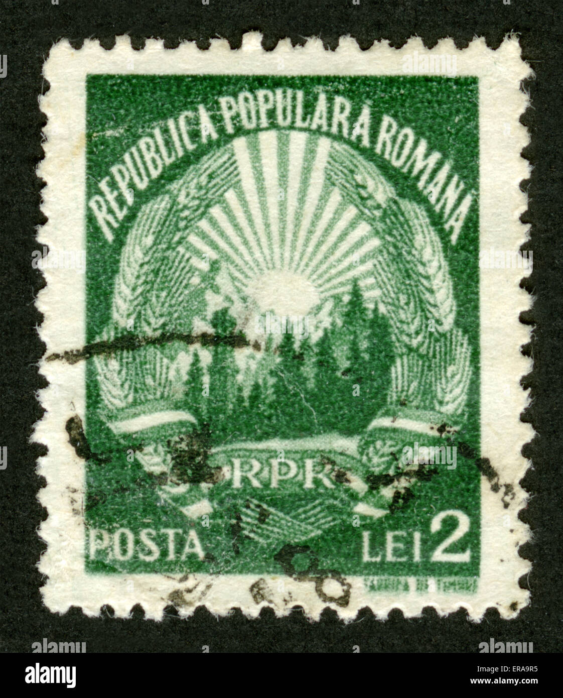 Rumänisch, Briefmarke, Wappen Stockfoto
