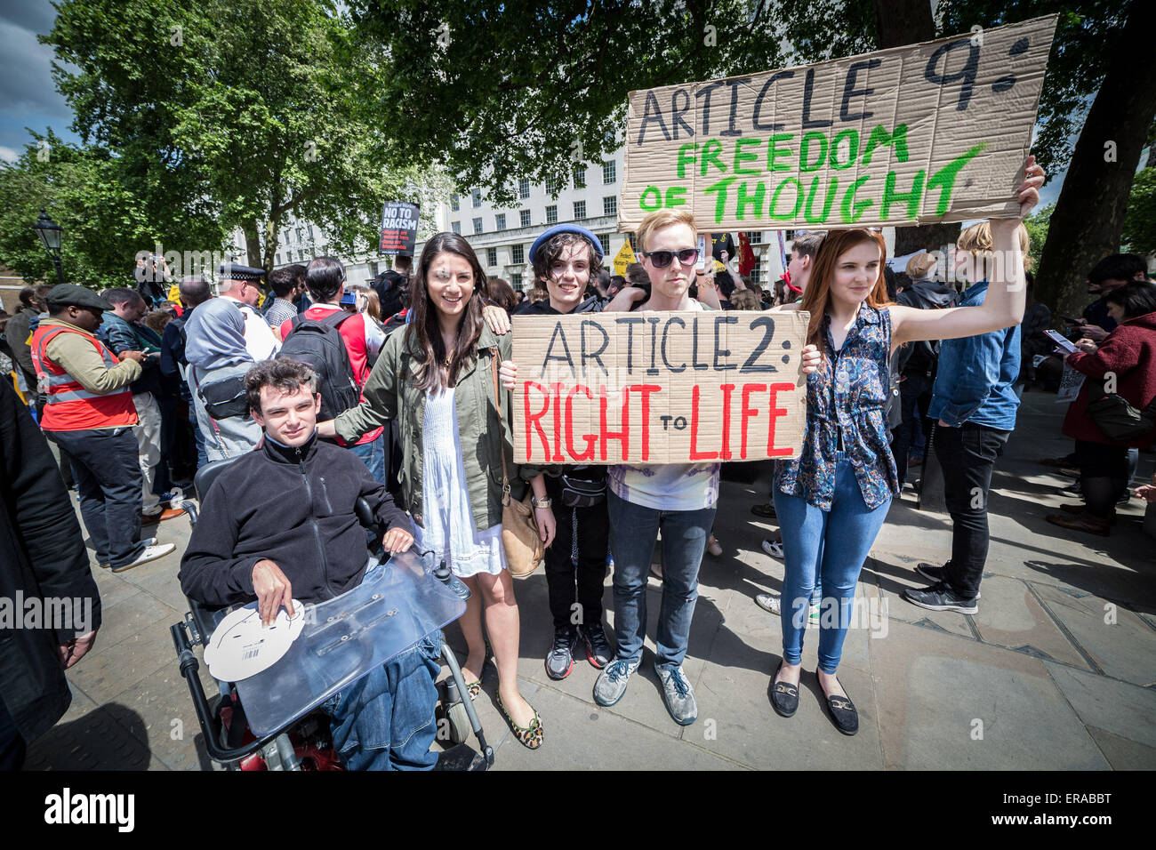 London, UK. 30. Mai 2015. Protest gegen die Aufhebung des Human Rights Act durch Regierung Credit: Guy Corbishley/Alamy Live-Nachrichten Stockfoto