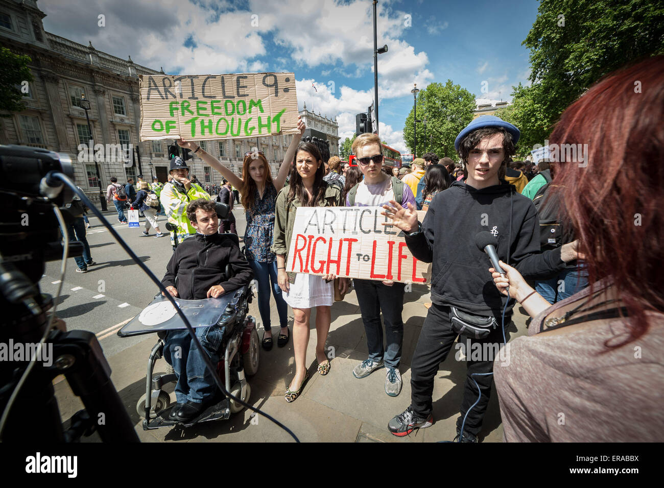 London, UK. 30. Mai 2015. Protest gegen die Aufhebung des Human Rights Act durch Regierung Credit: Guy Corbishley/Alamy Live-Nachrichten Stockfoto